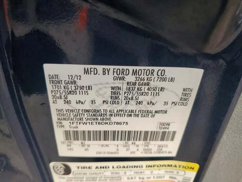 2013 FORD F150 SUPERCREW  