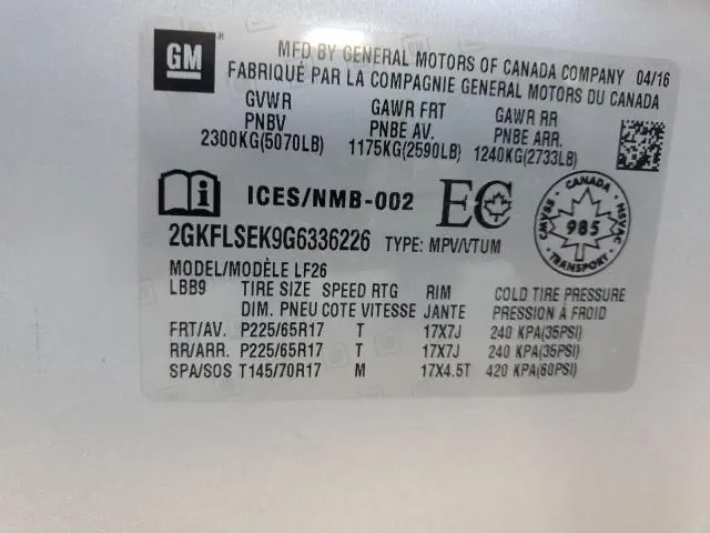 2016 GMC TERRAIN SLE  