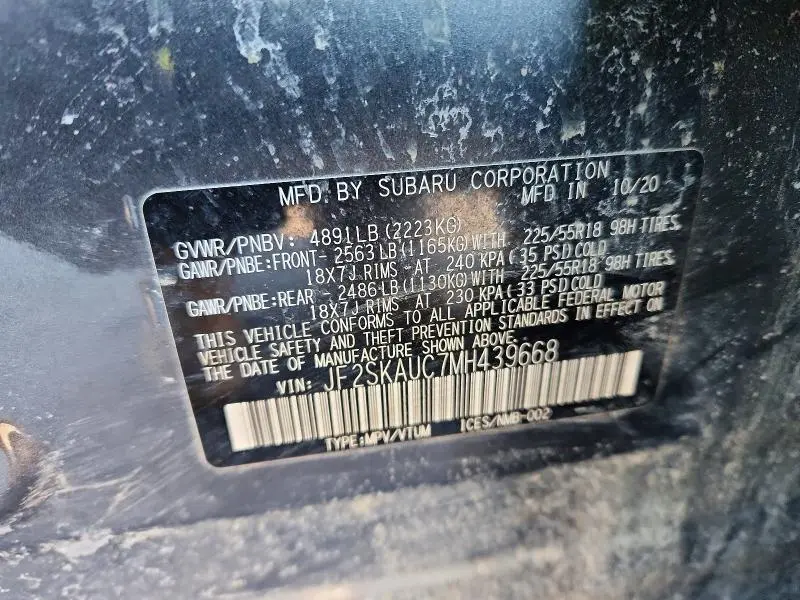 2021 SUBARU FORESTER LIMITED  