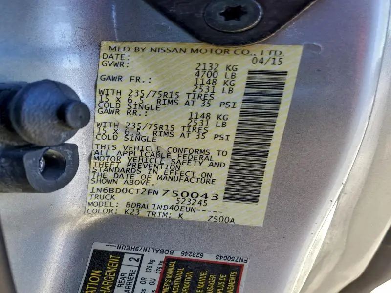 2015 NISSAN FRONTIER S  