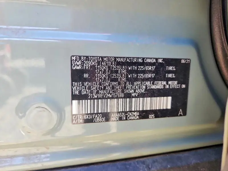 2021 TOYOTA RAV4 XLE  