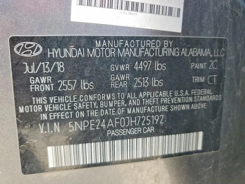 2018 HYUNDAI SONATA SE  