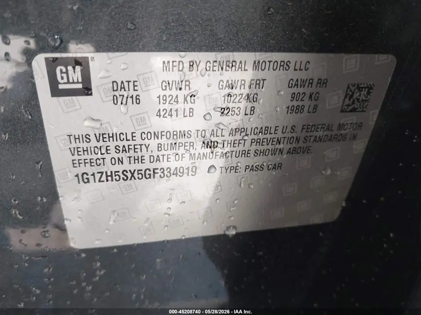 2016 CHEVROLET MALIBU PREMIER