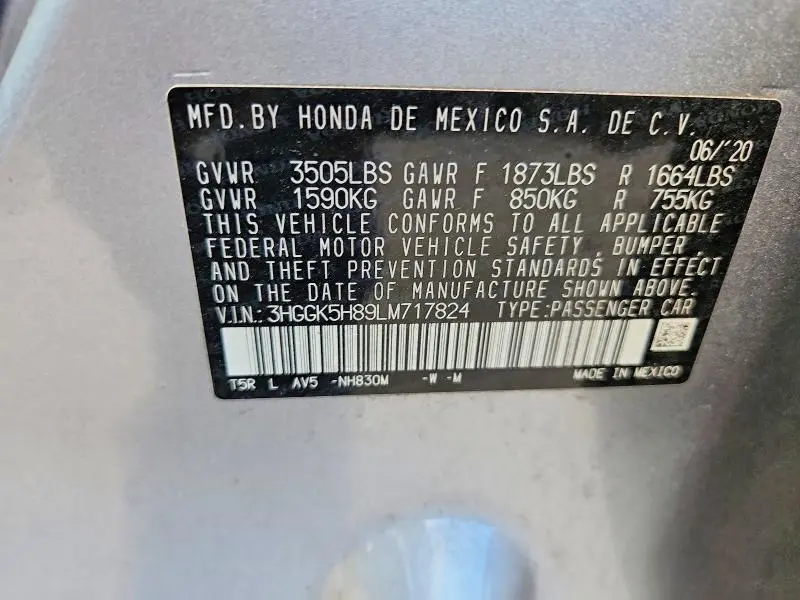 2020 HONDA FIT EX  