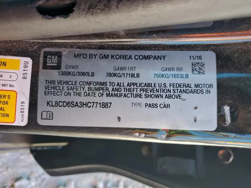 2017 CHEVROLET SPARK 1LT  