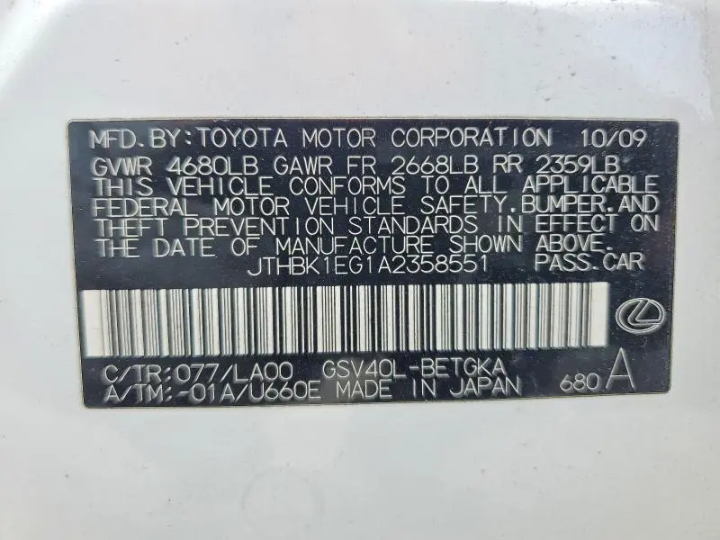 2010 LEXUS ES 350  