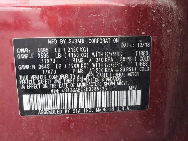 2019 SUBARU OUTBACK 2.5I  