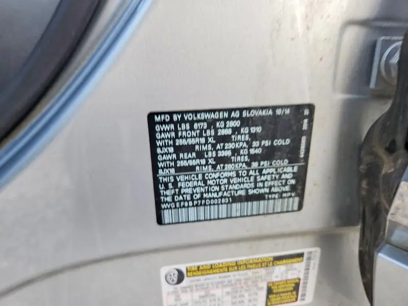 2015 VOLKSWAGEN TOUAREG V6  