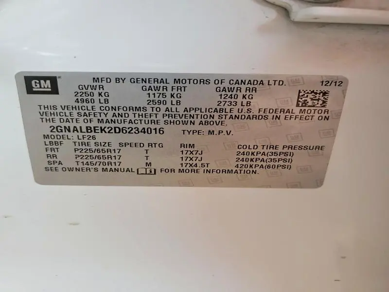 2013 CHEVROLET EQUINOX LS  