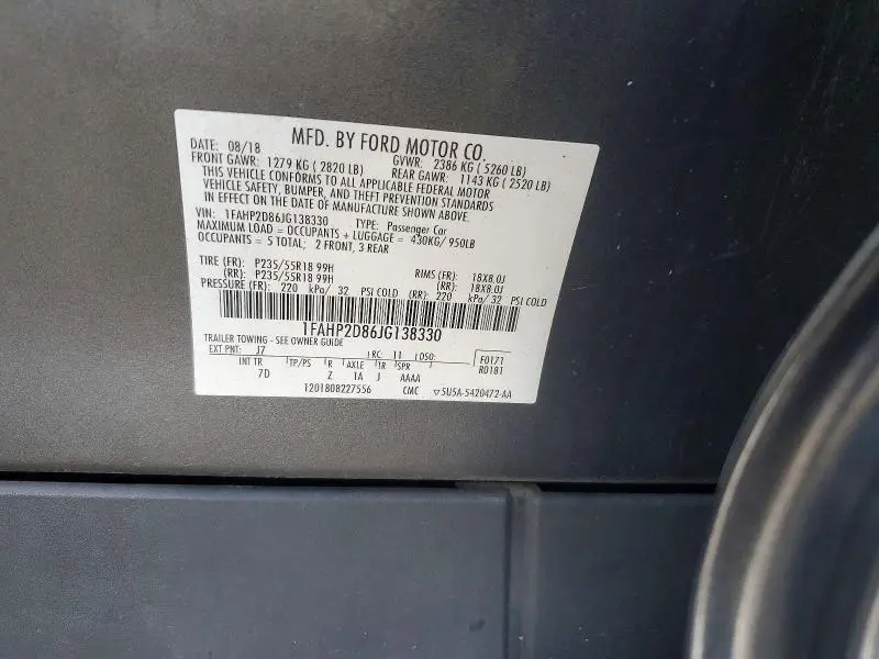 2018 FORD TAURUS SE  