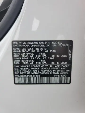 2022 VOLKSWAGEN ATLAS SE  