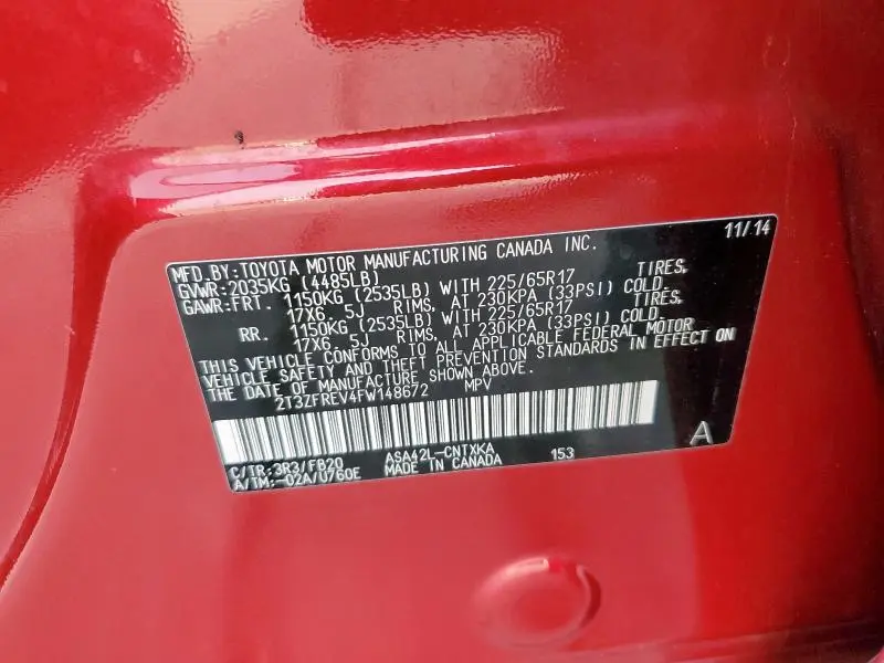2015 TOYOTA RAV4 LE  