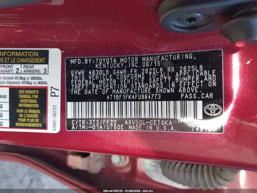 2015 TOYOTA CAMRY SE