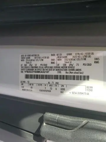 2021 FORD TRANSIT T-350  