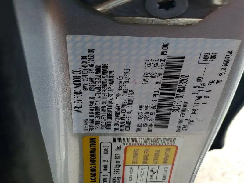 2017 FORD FUSION SE  