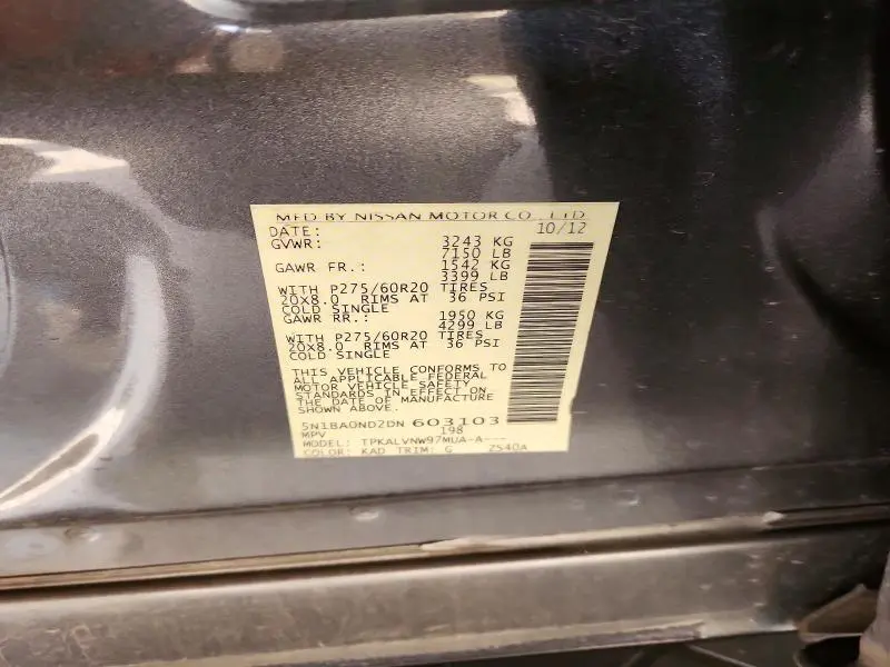 2013 NISSAN ARMADA SV  