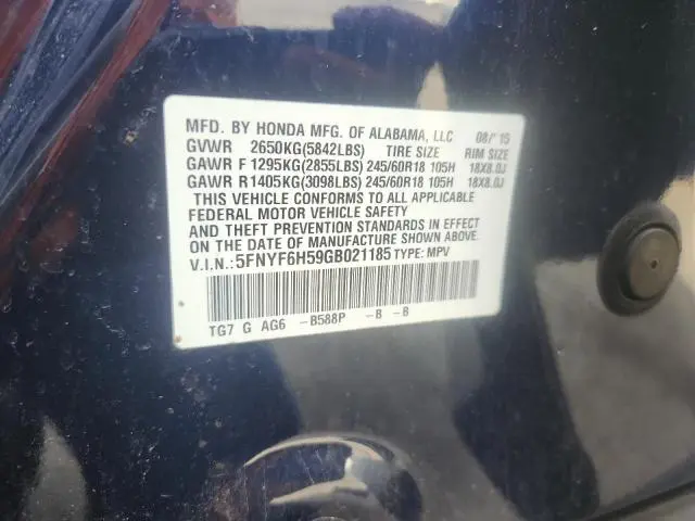 2016 HONDA PILOT EXL  