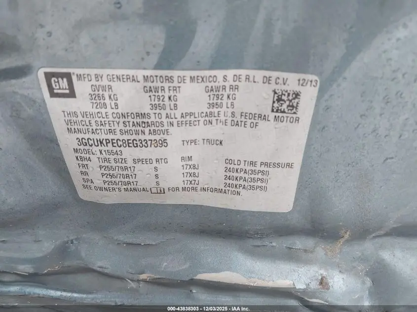 2014 CHEVROLET SILVERADO 1500 WORK TRUCK 2WT