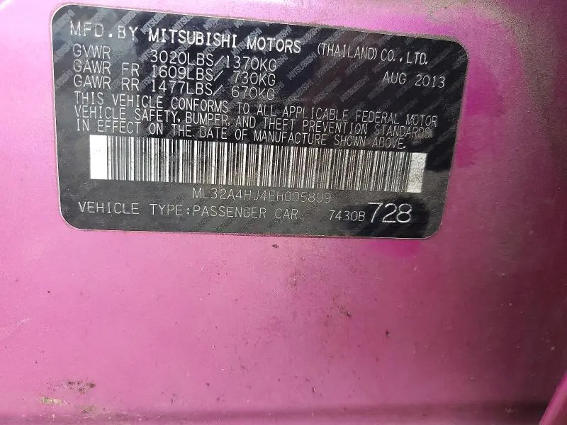 2014 MITSUBISHI MIRAGE ES  