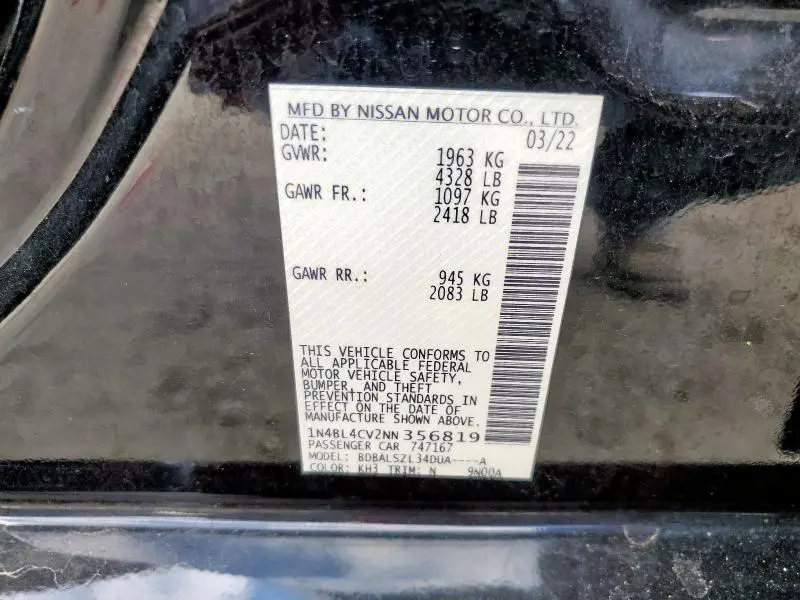 2022 NISSAN ALTIMA SR  