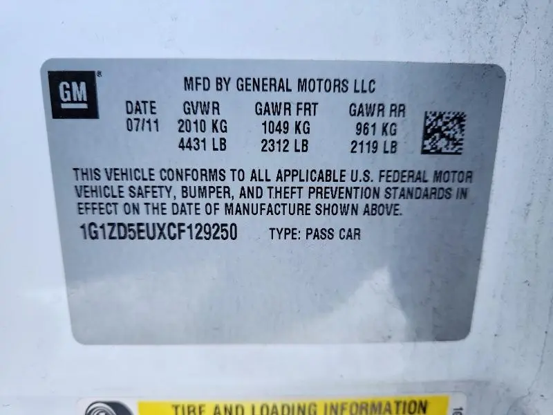 2012 CHEVROLET MALIBU 2LT  