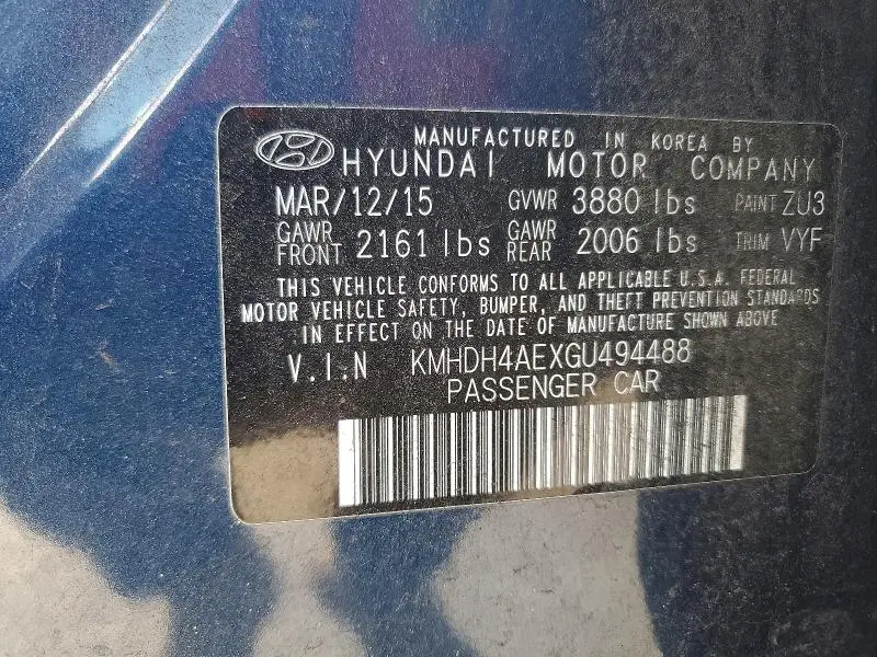 2016 HYUNDAI ELANTRA VALUE EDITION  