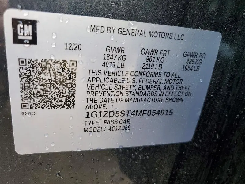 2021 CHEVROLET MALIBU LT  