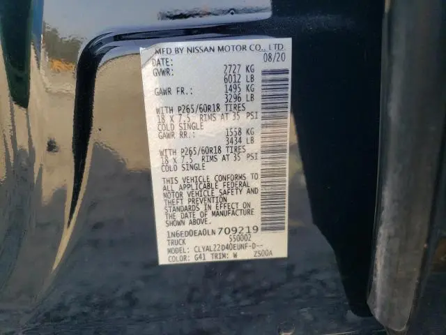 2020 NISSAN FRONTIER S