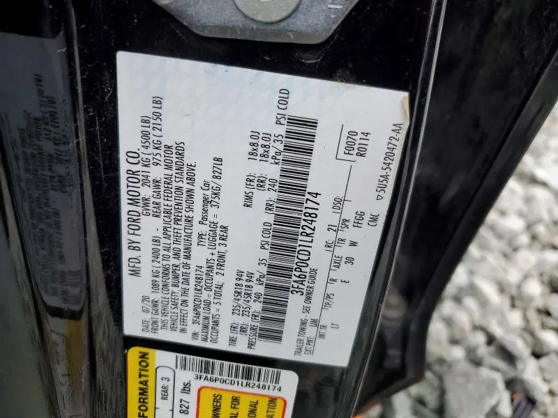 2020 FORD FUSION SEL  
