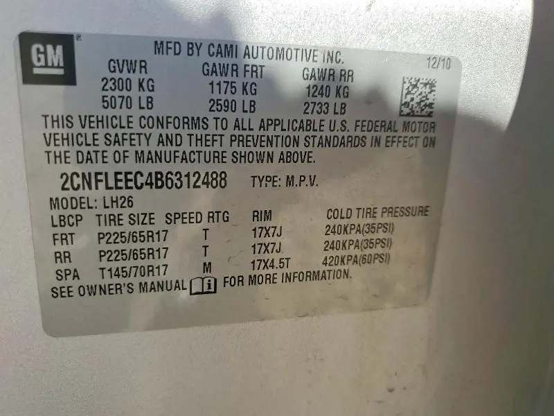 2011 CHEVROLET EQUINOX LT  