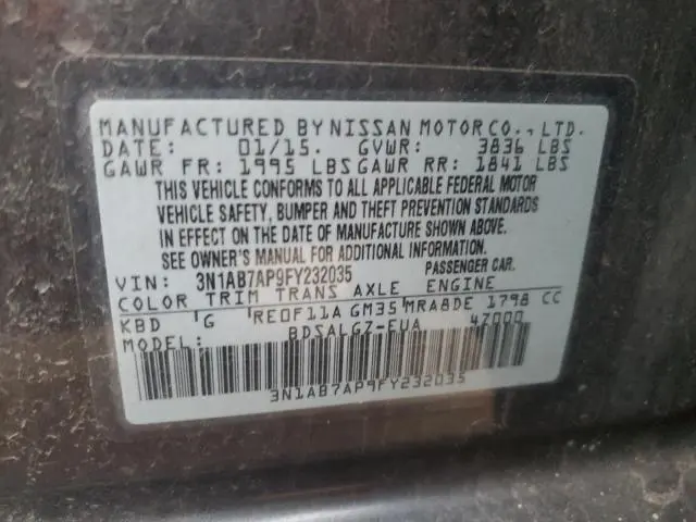 2015 NISSAN SENTRA S  