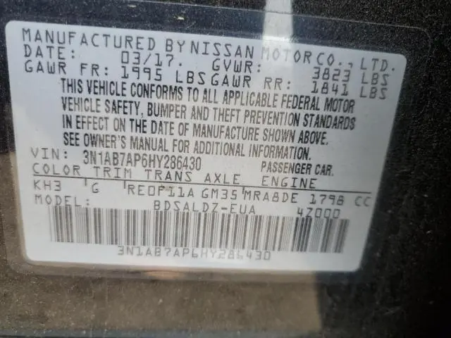 2017 NISSAN SENTRA S  