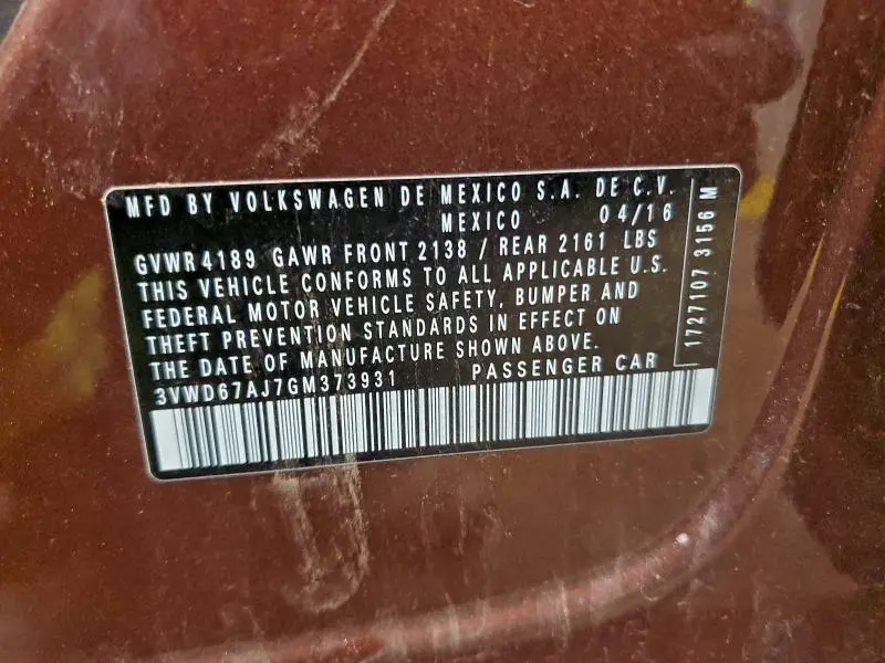 2016 VOLKSWAGEN JETTA SE  