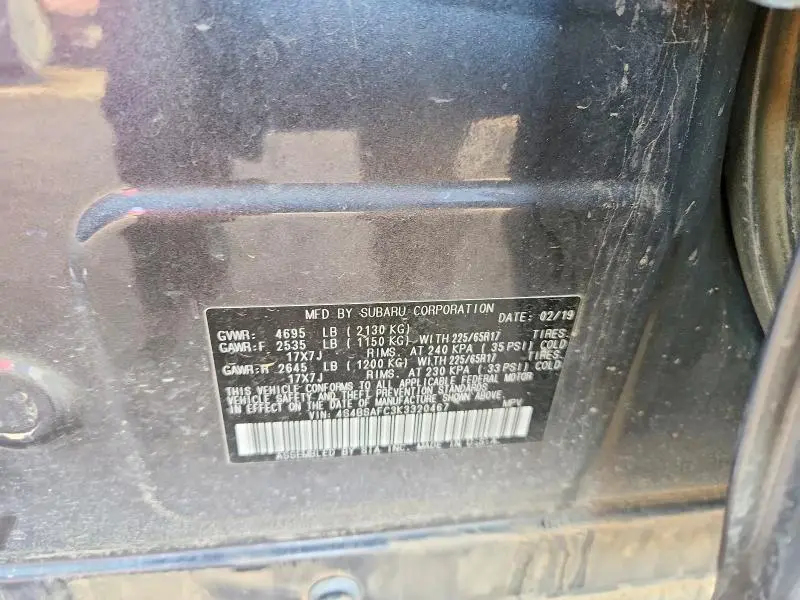 2019 SUBARU OUTBACK 2.5I PREMIUM  