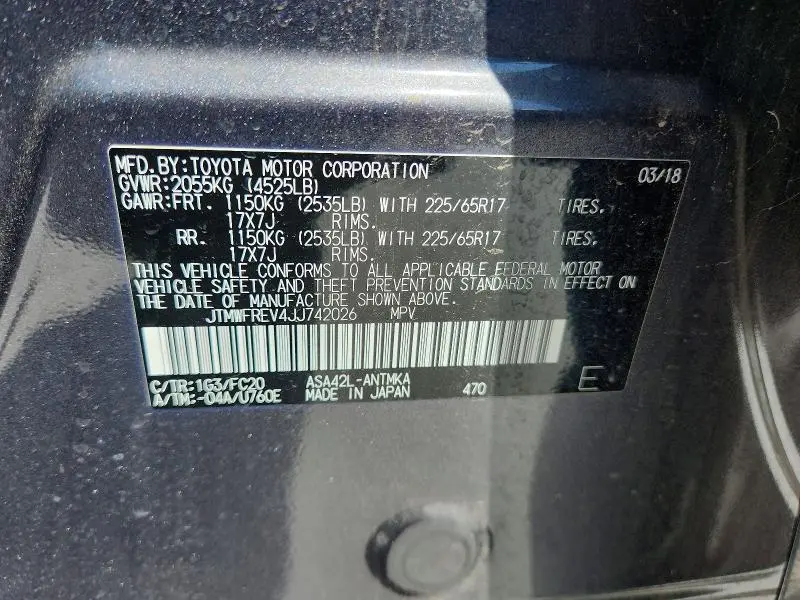2018 TOYOTA RAV4 XLE  