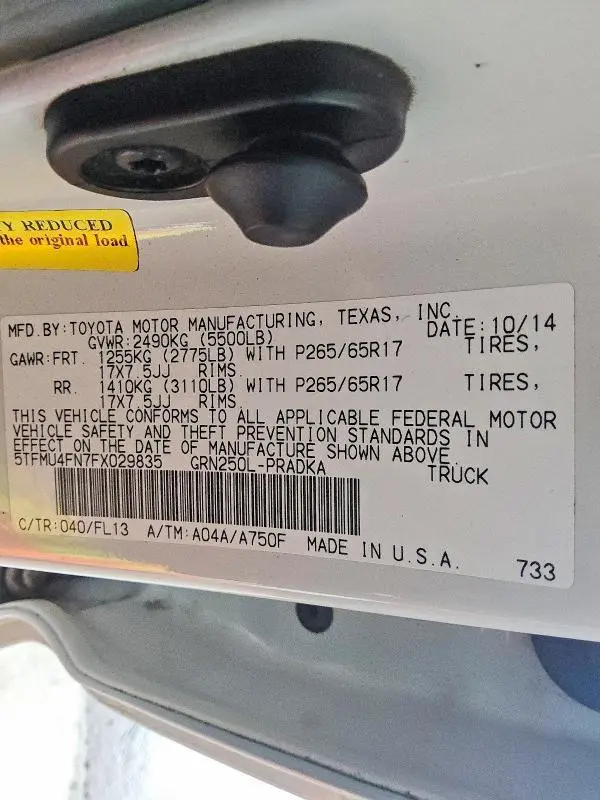 2015 TOYOTA TACOMA DOUBLE CAB LONG BED  