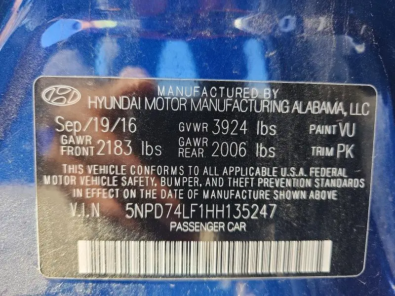 2017 HYUNDAI ELANTRA SE  
