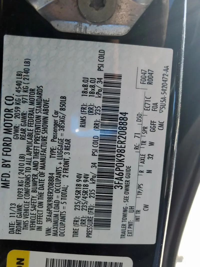 2014 FORD FUSION TITANIUM  