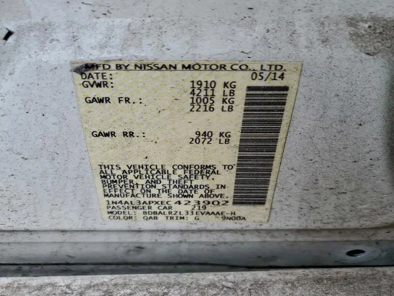 2014 NISSAN ALTIMA 2.5  