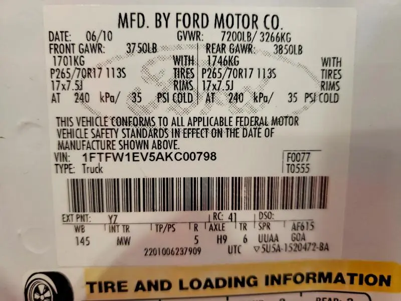 2010 FORD F150 SUPERCREW  