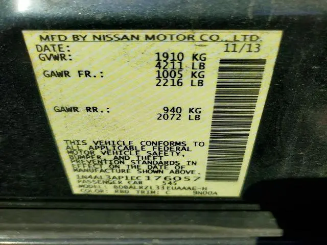 2014 NISSAN ALTIMA 2.5 S  