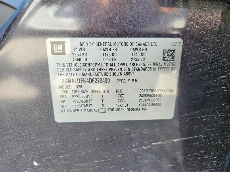2013 CHEVROLET EQUINOX LT  