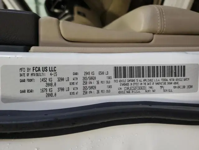 2015 JEEP GRAND CHEROKEE OVERLAND  