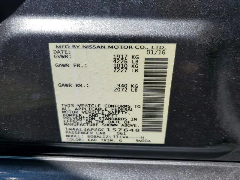 2016 NISSAN ALTIMA 2.5 SV  