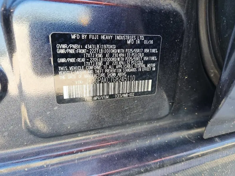 2016 SUBARU CROSSTREK LIMITED  