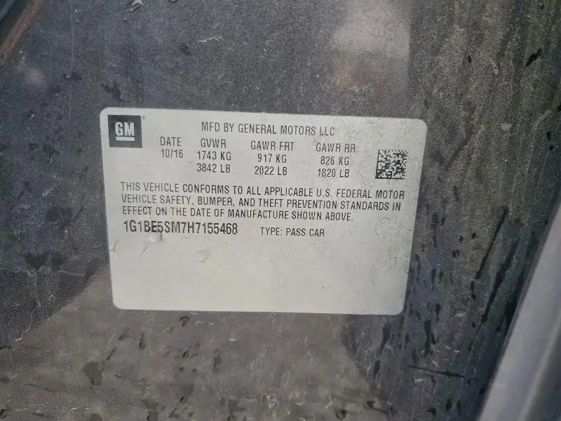 2017 CHEVROLET CRUZE LT  