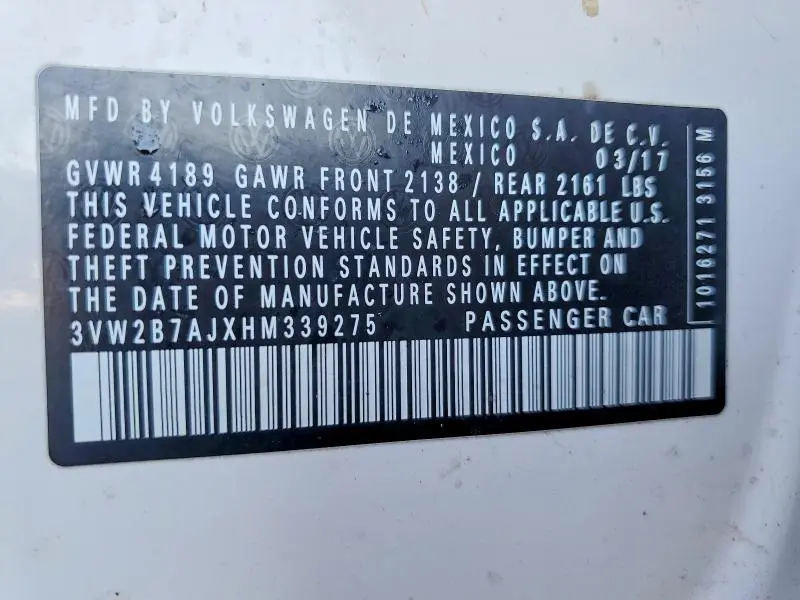 2017 VOLKSWAGEN JETTA S  