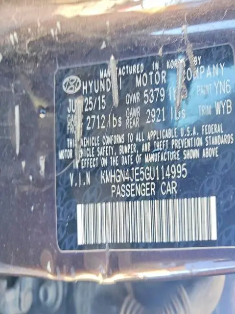 2016 HYUNDAI GENESIS 3.8L  