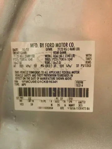 2012 FORD ESCAPE LIMITED
