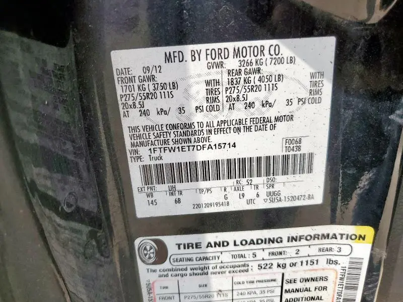 2013 FORD F150 SUPERCREW  